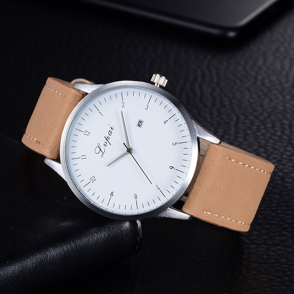 Men's Fashion Faux Leather Band Analog Quartz Date Business Wrist Watch Gift