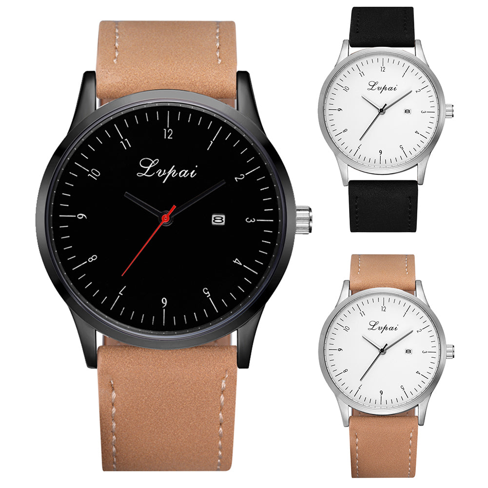 Men's Fashion Faux Leather Band Analog Quartz Date Business Wrist Watch Gift