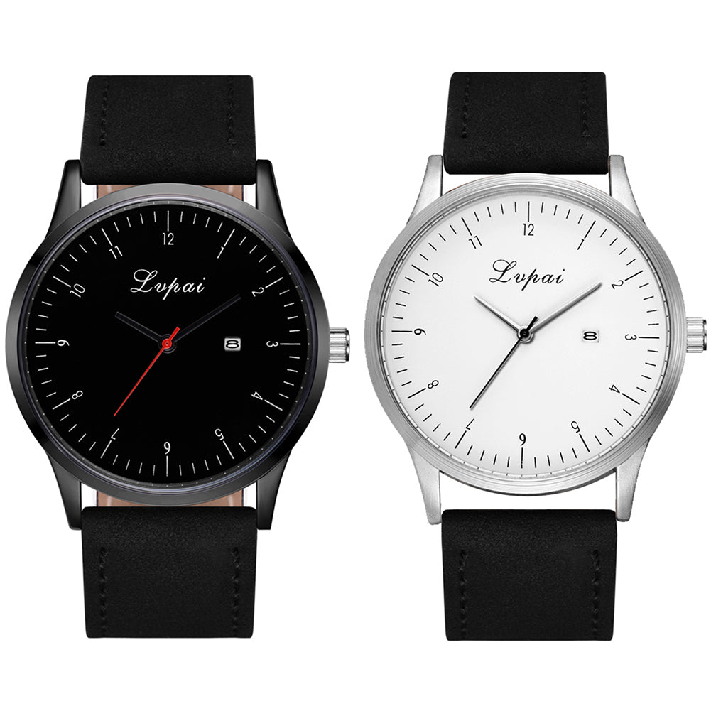 Men's Fashion Faux Leather Band Analog Quartz Date Business Wrist Watch Gift