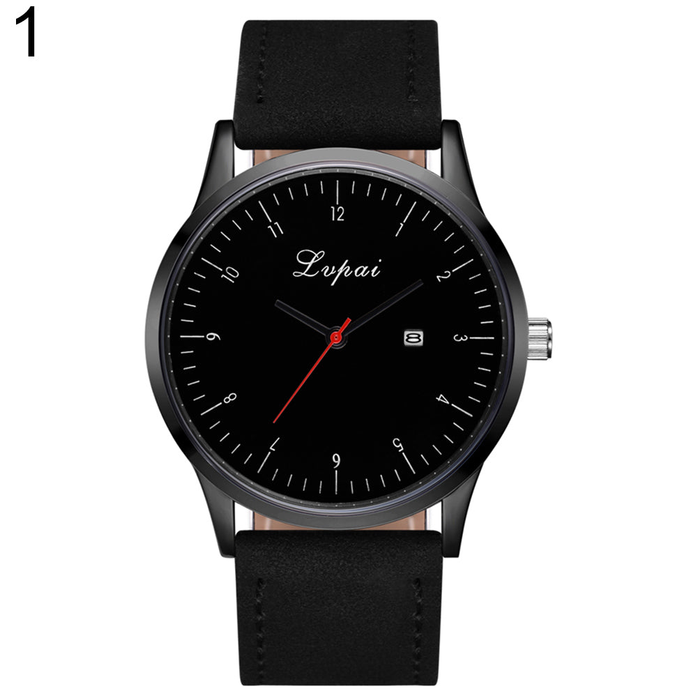 Men's Fashion Faux Leather Band Analog Quartz Date Business Wrist Watch Gift