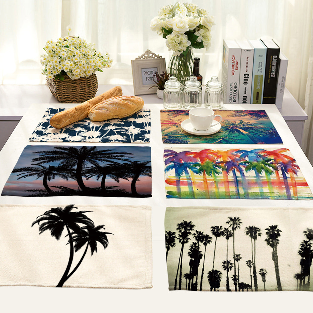 42x32cm Coconut Tree Pattern Dining Table Mat Insulation Placemat Home Decor