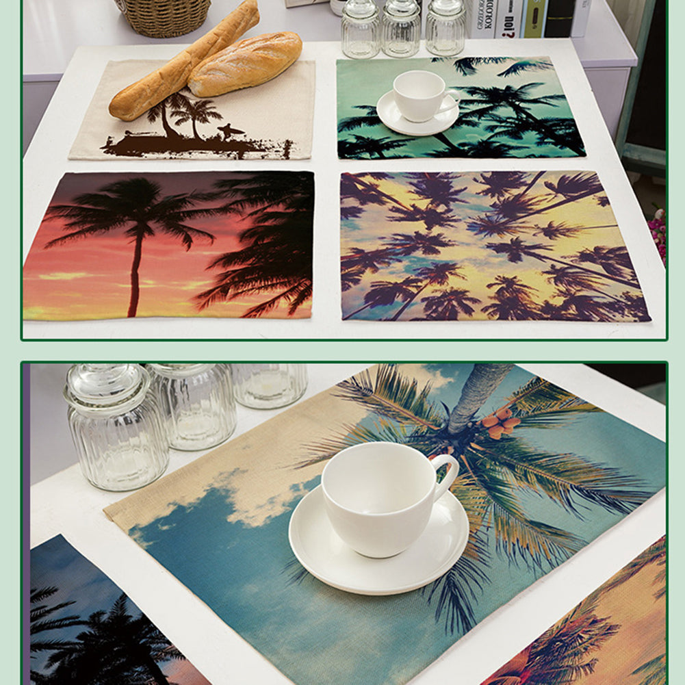 42x32cm Coconut Tree Pattern Dining Table Mat Insulation Placemat Home Decor