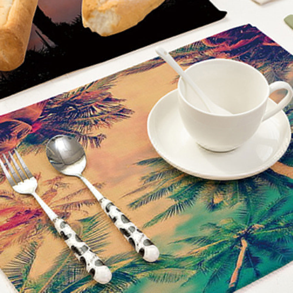 42x32cm Coconut Tree Pattern Dining Table Mat Insulation Placemat Home Decor