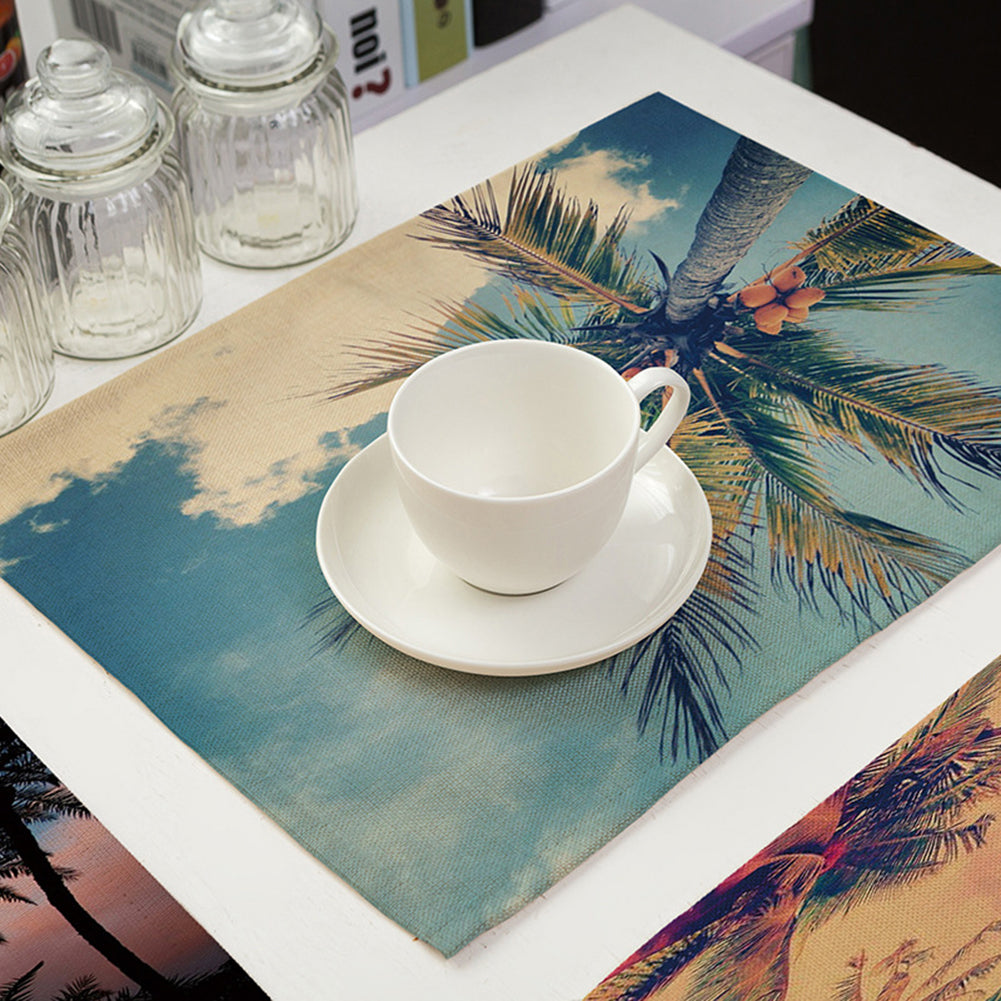 42x32cm Coconut Tree Pattern Dining Table Mat Insulation Placemat Home Decor