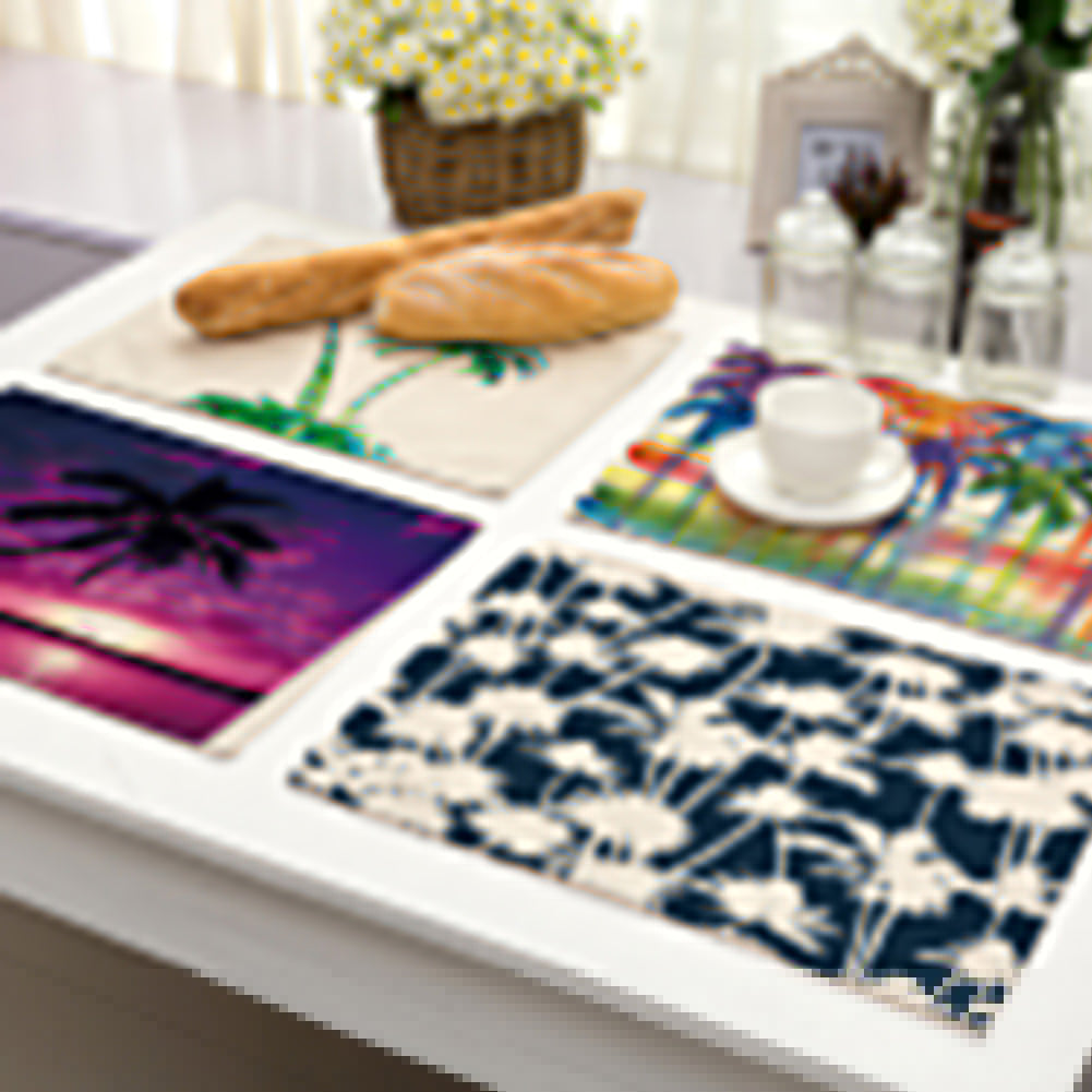 42x32cm Coconut Tree Pattern Dining Table Mat Insulation Placemat Home Decor