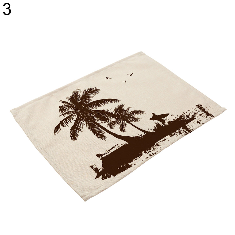 42x32cm Coconut Tree Pattern Dining Table Mat Insulation Placemat Home Decor