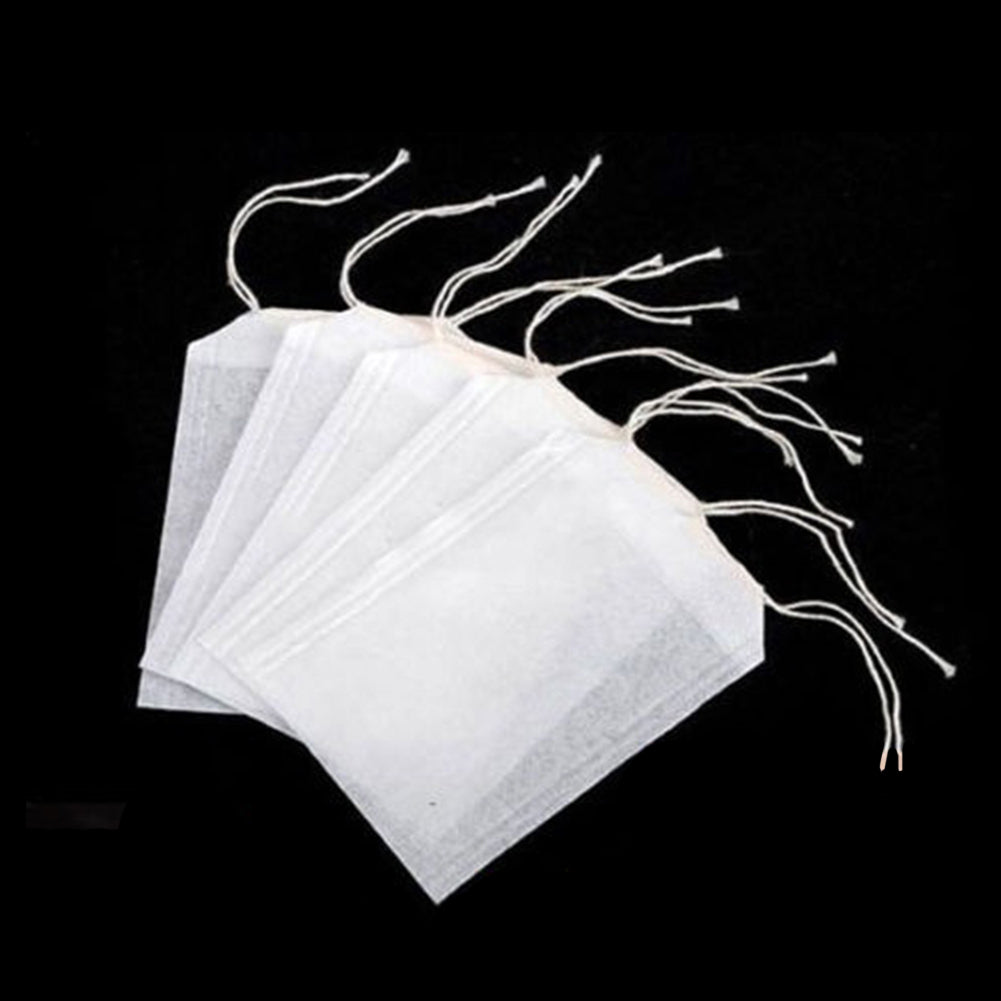 100Pcs Non-Woven Empty Tea Bags String Heat Seal Filter Paper Herb Loose Teabags