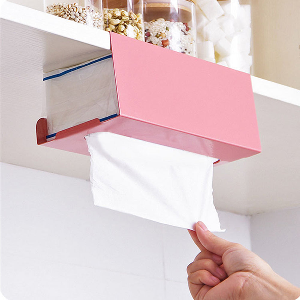 Tissue Paper Holder Iron Storage Case Frame Home Kitchen Cabinet Hanging Box