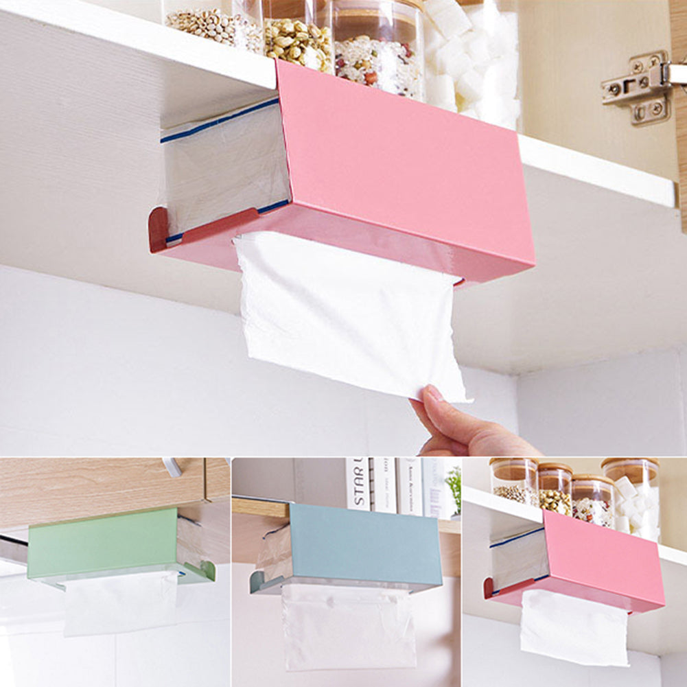 Tissue Paper Holder Iron Storage Case Frame Home Kitchen Cabinet Hanging Box