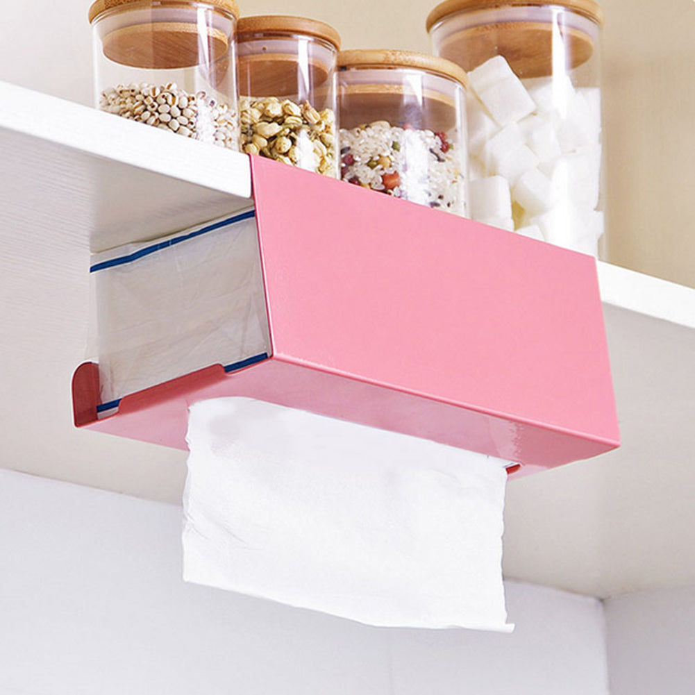 Tissue Paper Holder Iron Storage Case Frame Home Kitchen Cabinet Hanging Box