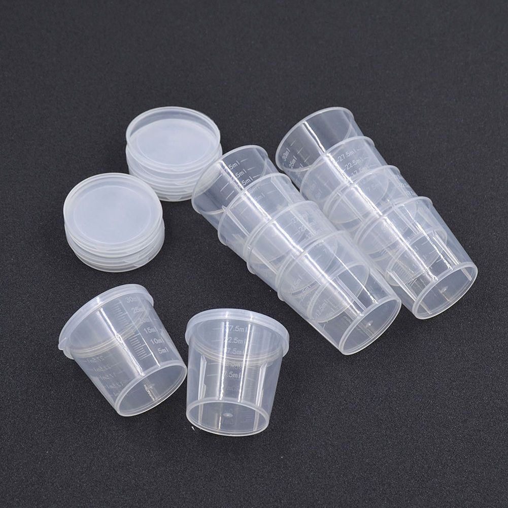 10Pcs Plastic Measuring Cups Lab Chemistry Kitchen Liquid Measure Tool 30ml