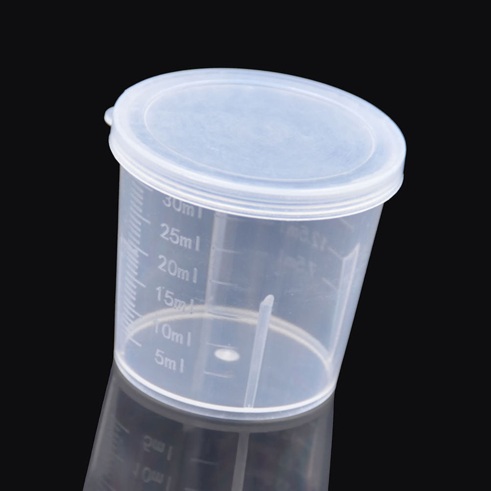 10Pcs Plastic Measuring Cups Lab Chemistry Kitchen Liquid Measure Tool 30ml