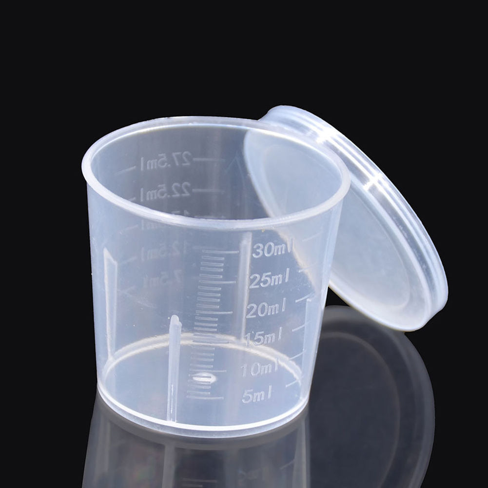 10Pcs Plastic Measuring Cups Lab Chemistry Kitchen Liquid Measure Tool 30ml