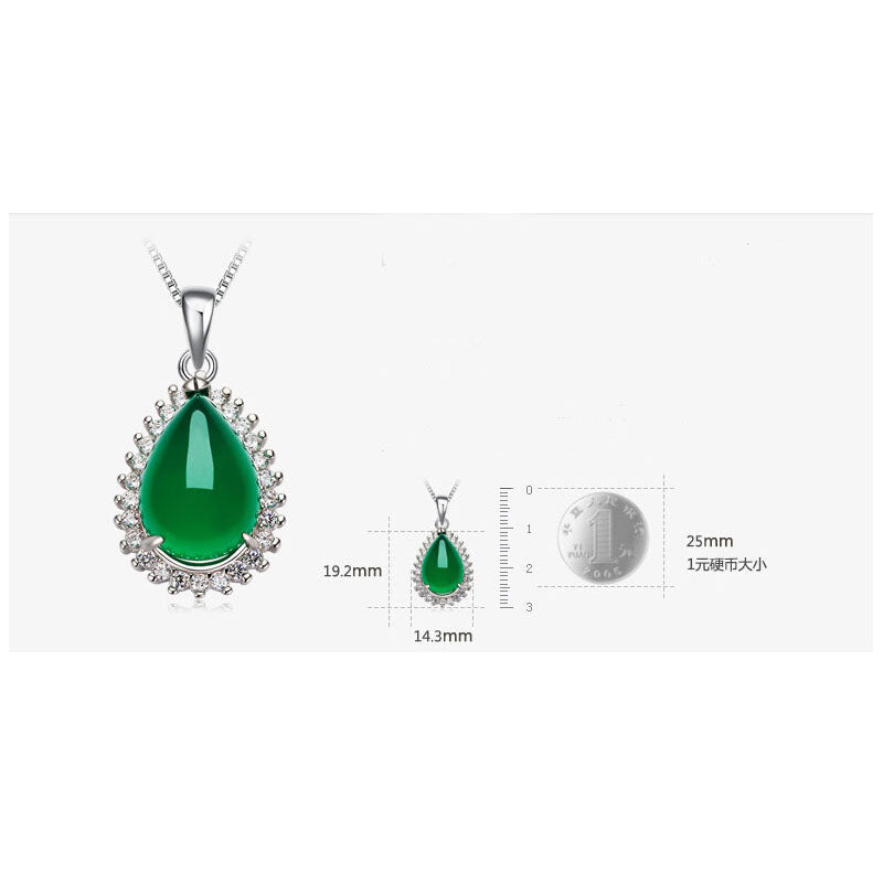 DZ04 Natural Chrysoprase Pendant 925 Sterling Silver Zircon Decoration Frame  Fashion Simple Women’s Jewelry