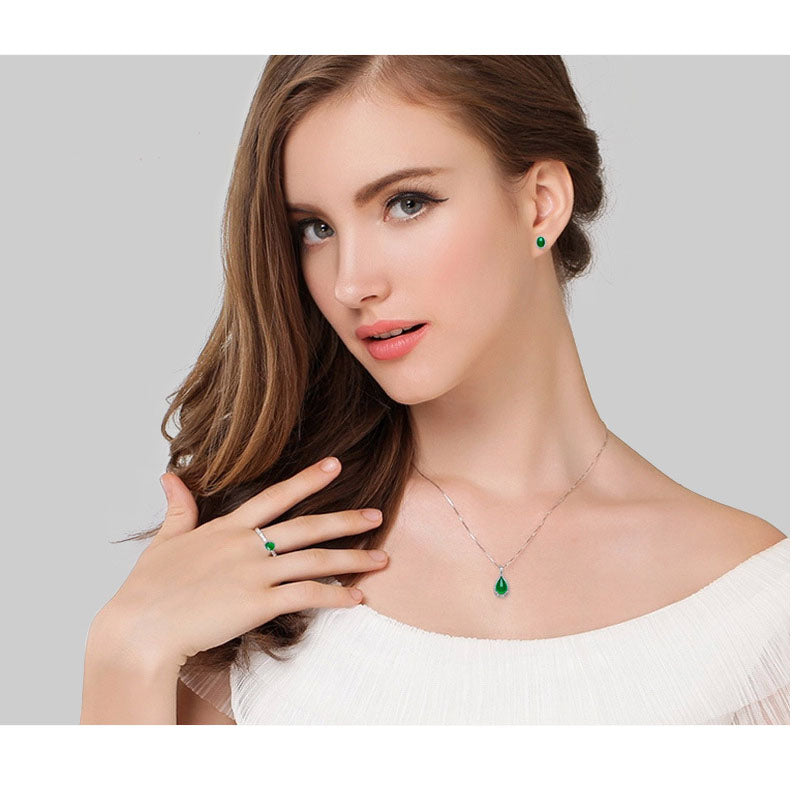 DZ04 Natural Chrysoprase Pendant 925 Sterling Silver Zircon Decoration Frame  Fashion Simple Women’s Jewelry