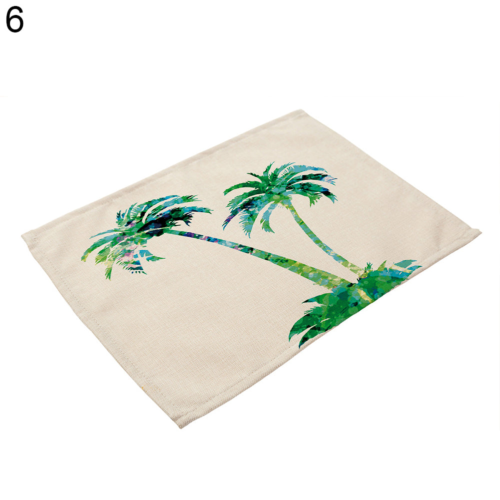 42x32cm Coconut Tree Pattern Dining Table Mat Insulation Placemat Home Decor