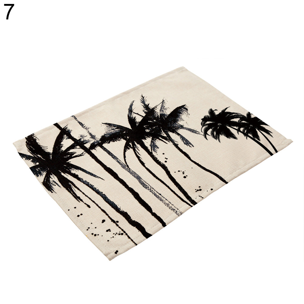 42x32cm Coconut Tree Pattern Dining Table Mat Insulation Placemat Home Decor