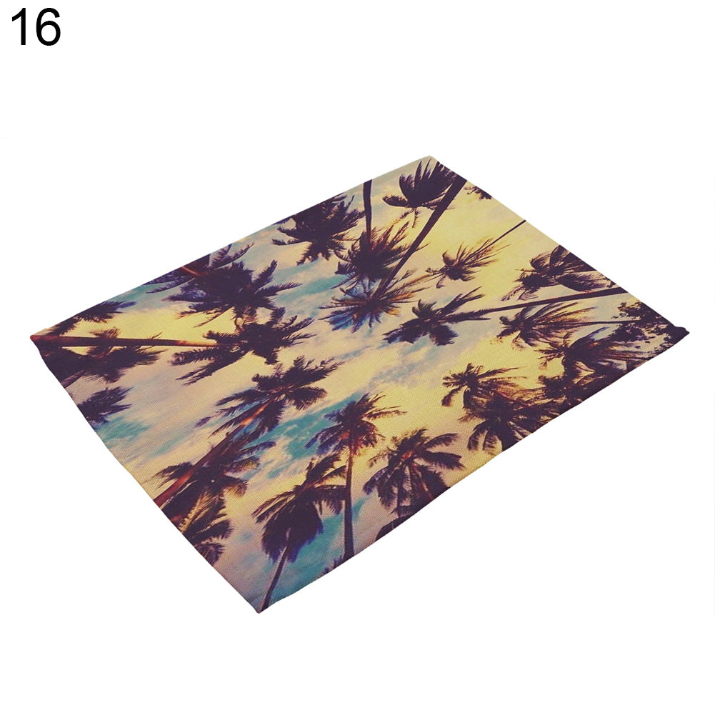 42x32cm Coconut Tree Pattern Dining Table Mat Insulation Placemat Home Decor