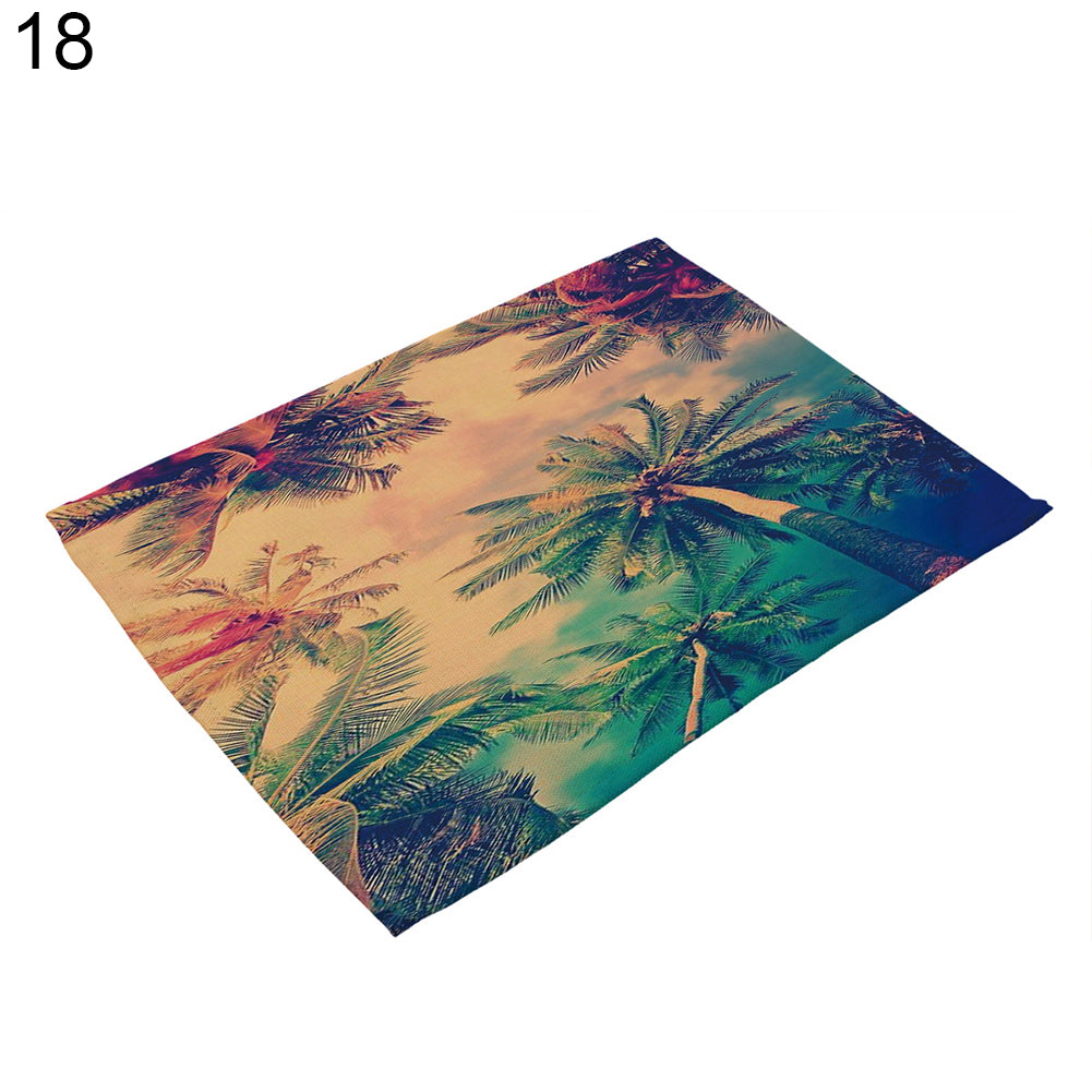 42x32cm Coconut Tree Pattern Dining Table Mat Insulation Placemat Home Decor