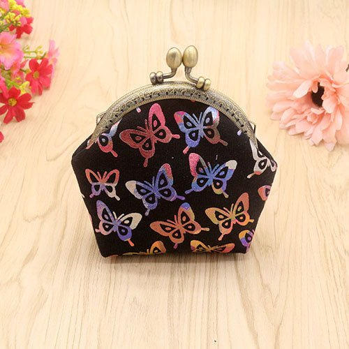 Women Vintage Gilding Butterfly Pattern Coin Purse Mini Canvas Wallet Card Holder Bag