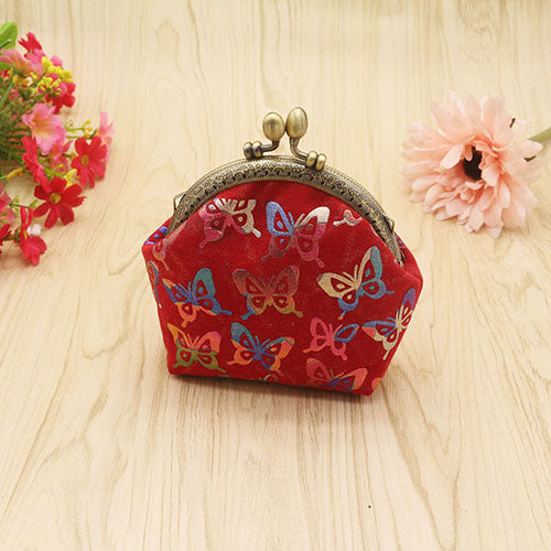 Women Vintage Gilding Butterfly Pattern Coin Purse Mini Canvas Wallet Card Holder Bag