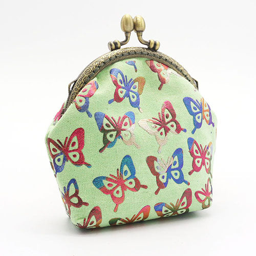 Women Vintage Gilding Butterfly Pattern Coin Purse Mini Canvas Wallet Card Holder Bag