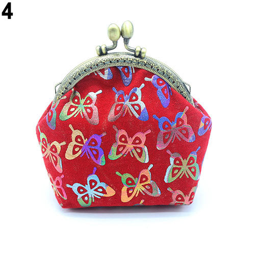 Women Vintage Gilding Butterfly Pattern Coin Purse Mini Canvas Wallet Card Holder Bag