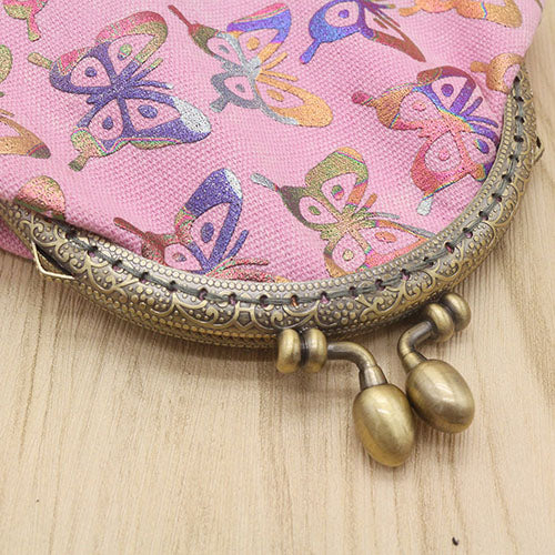 Women Vintage Gilding Butterfly Pattern Coin Purse Mini Canvas Wallet Card Holder Bag