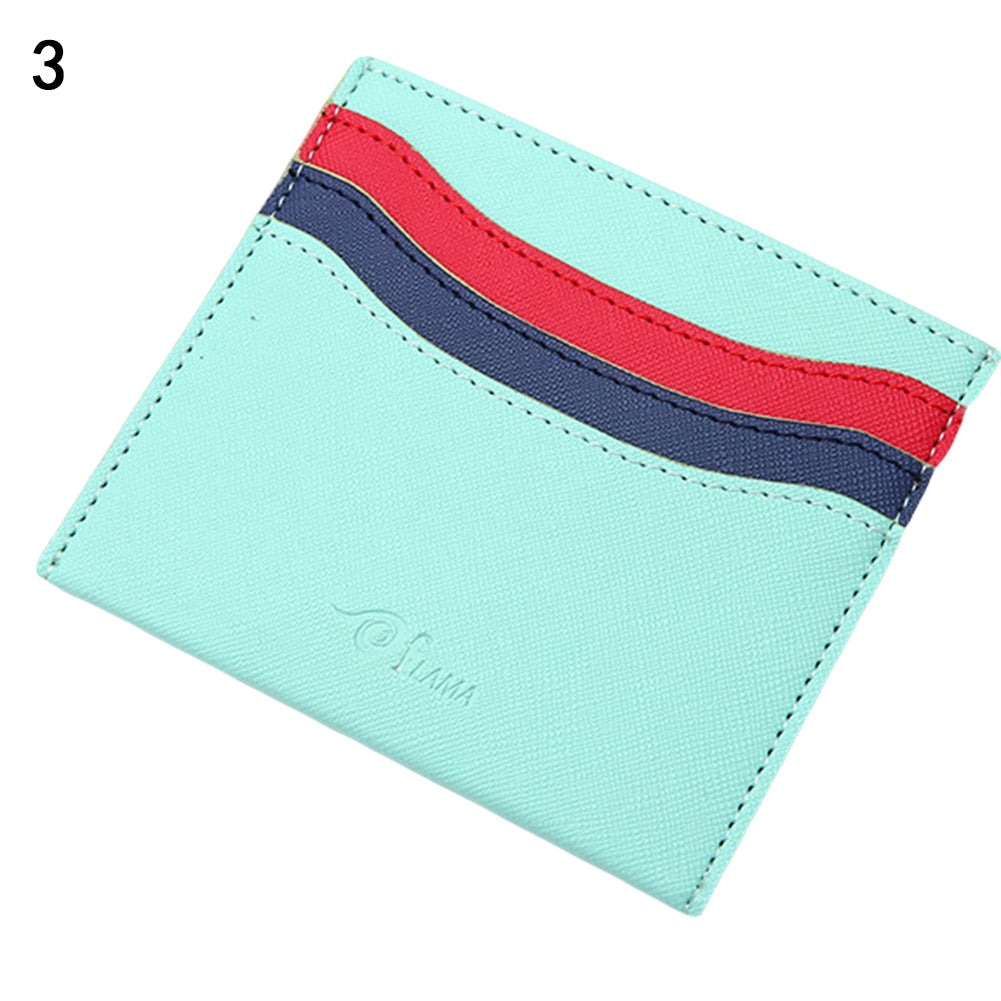 Women Men Faux Leather Credit Card Case Holder Purse Slim Front Pocket Wallet