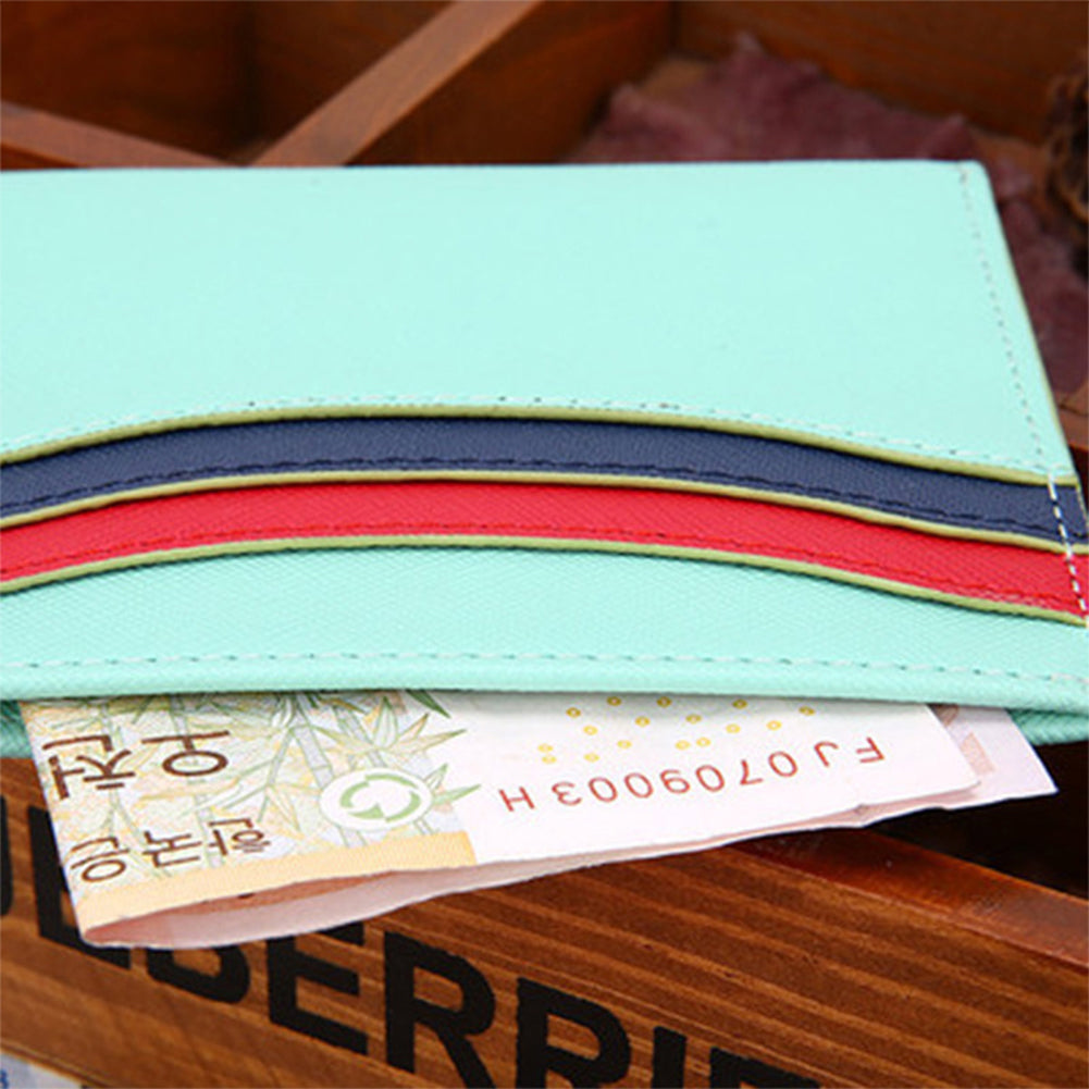 Women Men Faux Leather Credit Card Case Holder Purse Slim Front Pocket Wallet