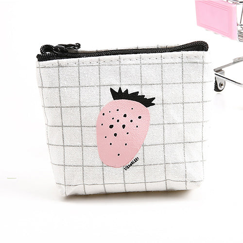 Creative Adult Kids Cartoon Fruit Pattern Canvas Zipper Coin Purse Wallet Bag Gift