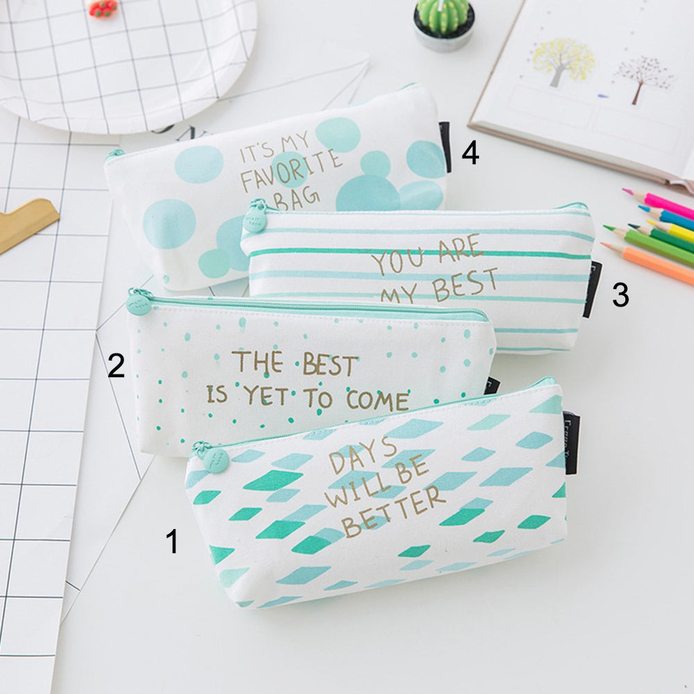 Fresh Style Mini Polka Dot Canvas Pencil Bag Stationery Storage Organizer Pouch