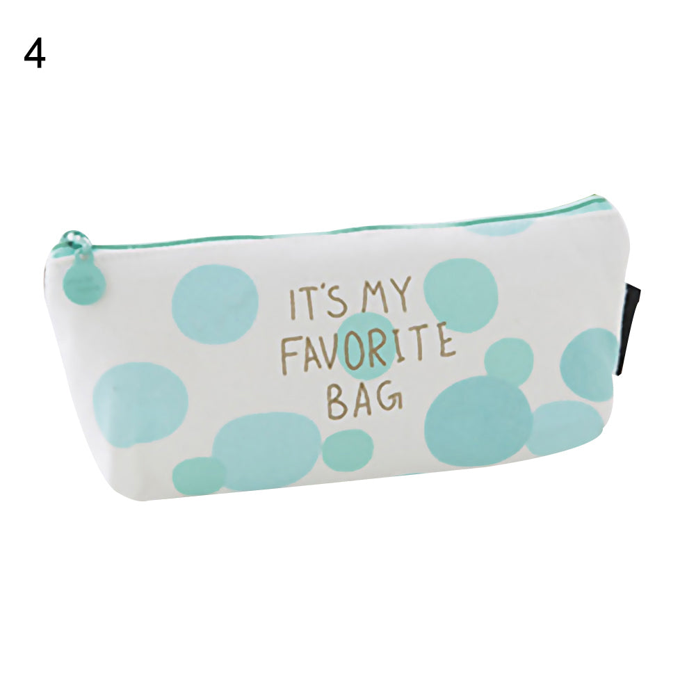 Fresh Style Mini Polka Dot Canvas Pencil Bag Stationery Storage Organizer Pouch