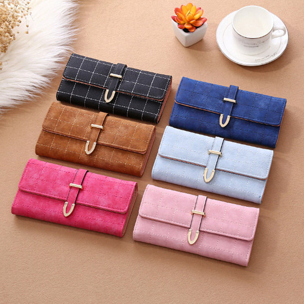 Fashion Ladies Women Vintage Long Faux Leather Trifold Purse Coin Wallet Handbag