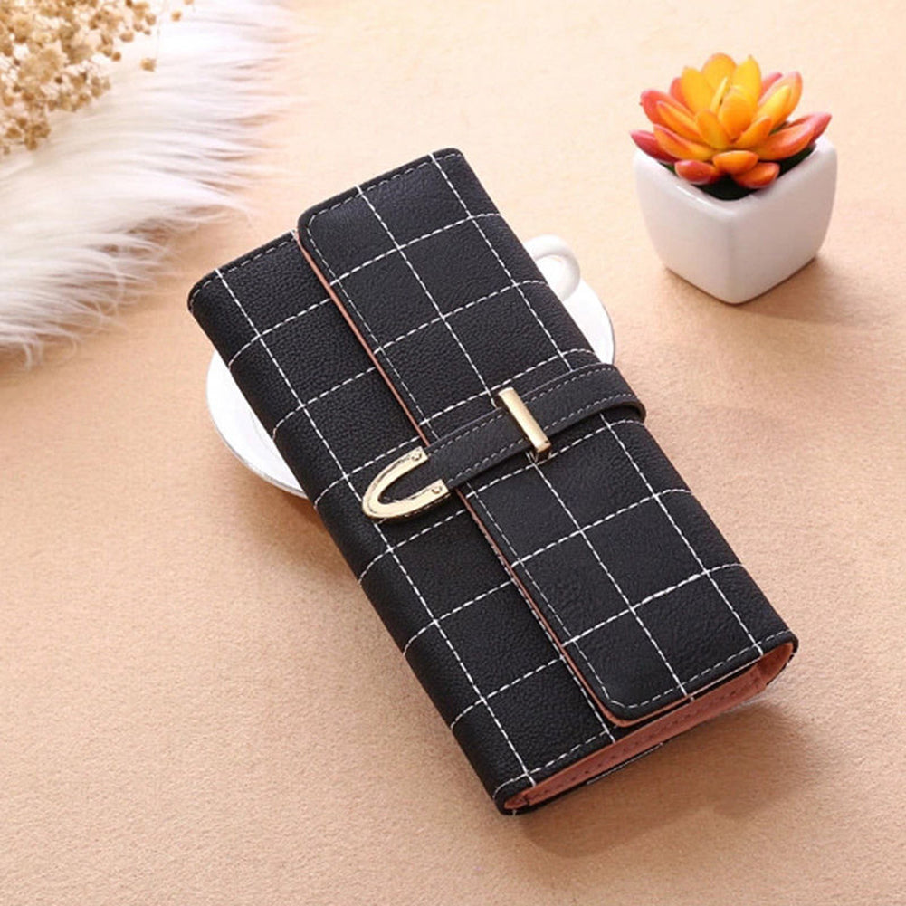 Fashion Ladies Women Vintage Long Faux Leather Trifold Purse Coin Wallet Handbag