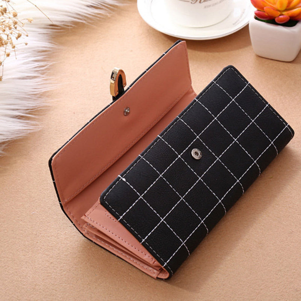 Fashion Ladies Women Vintage Long Faux Leather Trifold Purse Coin Wallet Handbag