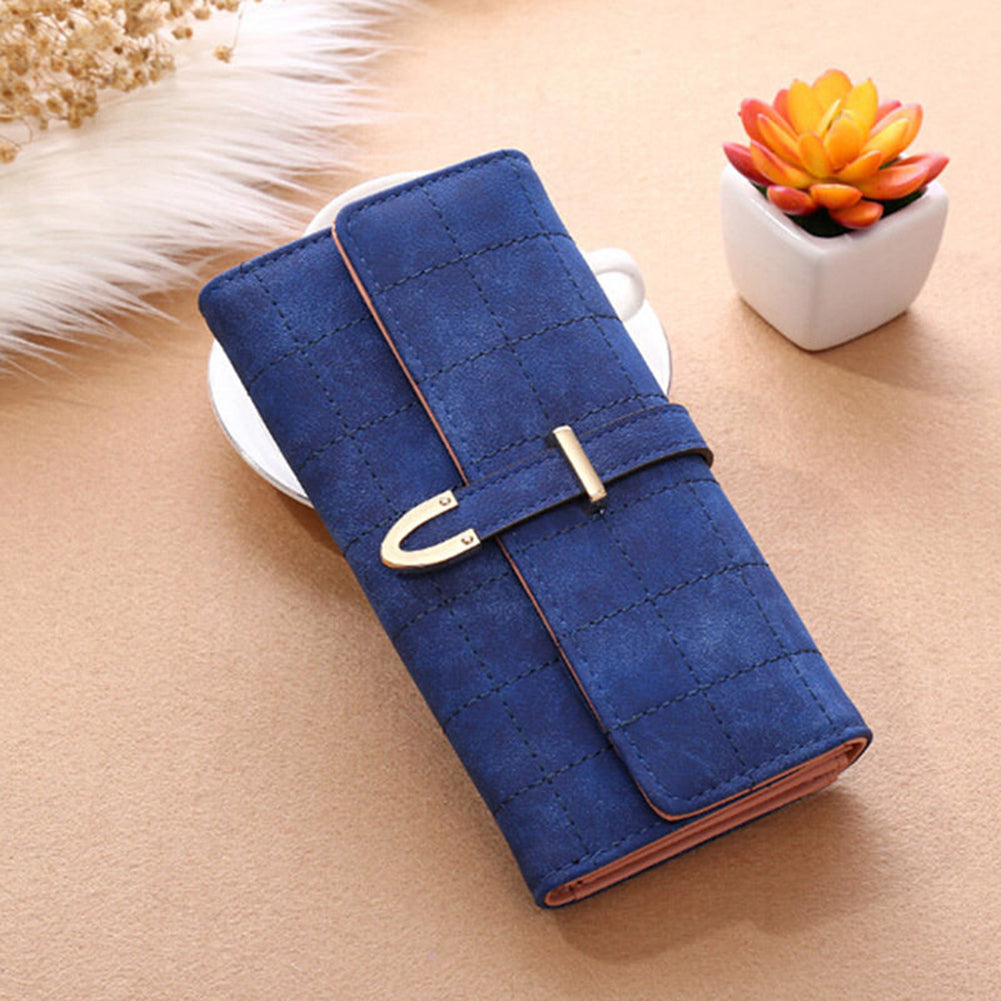 Fashion Ladies Women Vintage Long Faux Leather Trifold Purse Coin Wallet Handbag