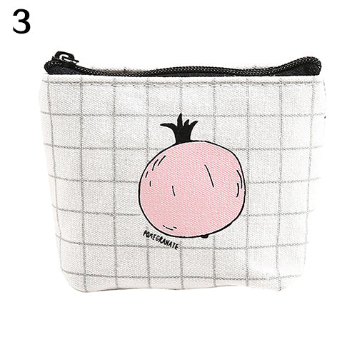 Creative Adult Kids Cartoon Fruit Pattern Canvas Zipper Coin Purse Wallet Bag Gift