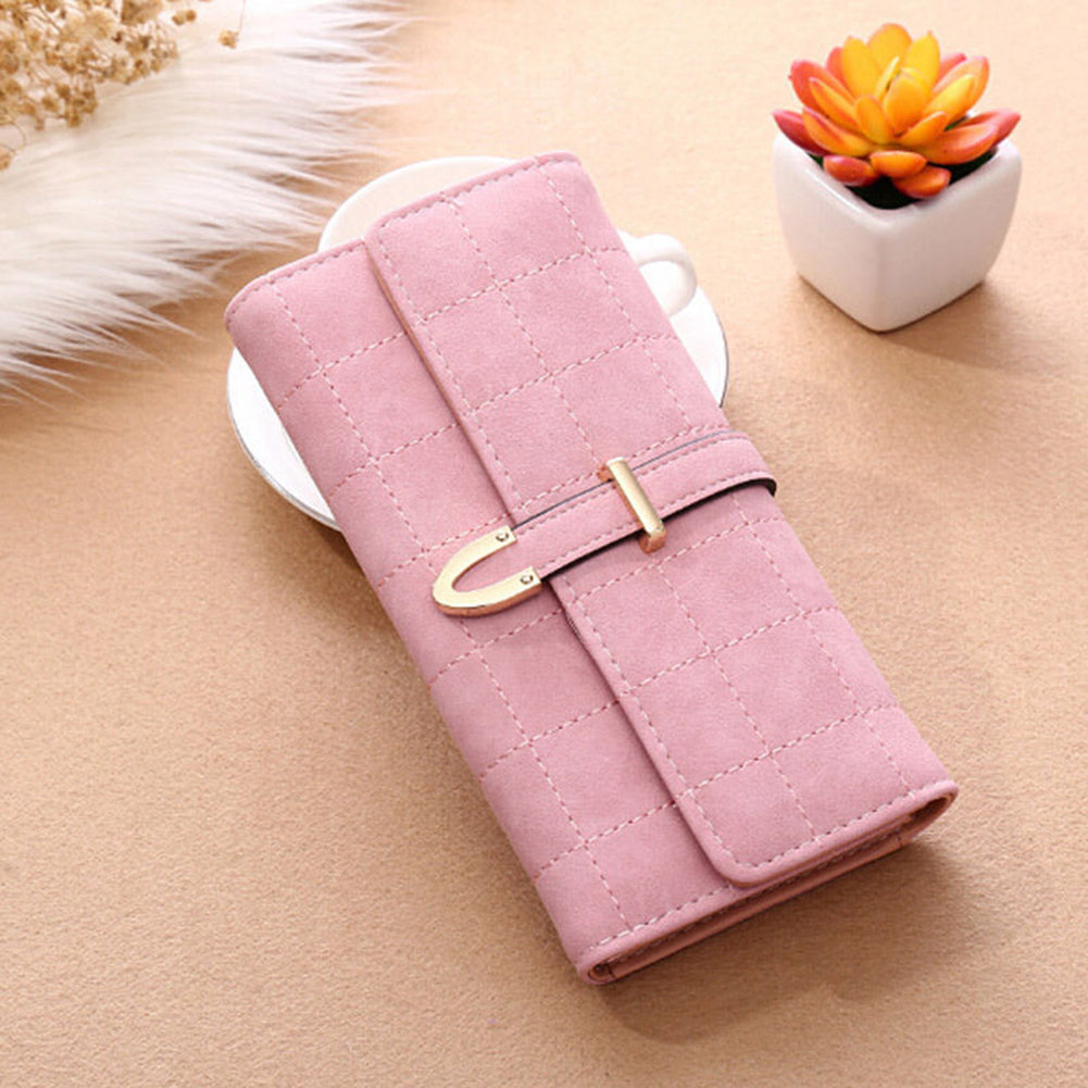 Fashion Ladies Women Vintage Long Faux Leather Trifold Purse Coin Wallet Handbag