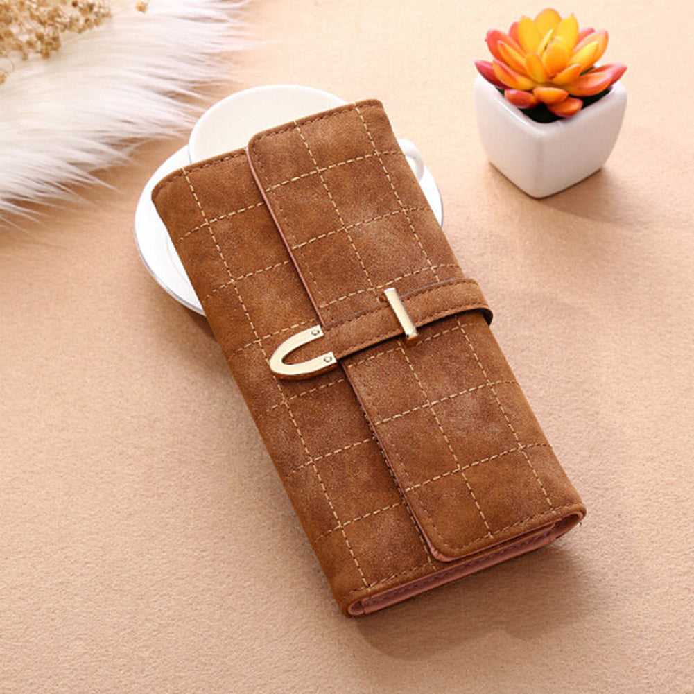 Fashion Ladies Women Vintage Long Faux Leather Trifold Purse Coin Wallet Handbag