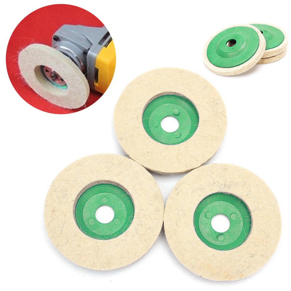 3Pcs Polishing Grinding Wheels Felt Wheel Set 100mm 4inch Buffing Discs Pads