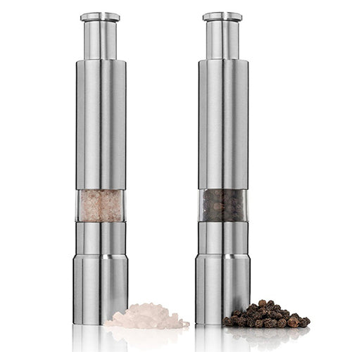 Kitchen Stainless Steel Manual Thumb Push Salt Spice Sauce Grinder Pepper Mill