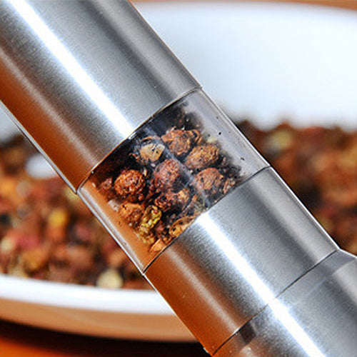 Kitchen Stainless Steel Manual Thumb Push Salt Spice Sauce Grinder Pepper Mill