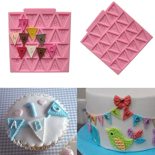 Silicone Letter Flag Lace Cake Mold Decorating Baking Chocolate Fondant Mould