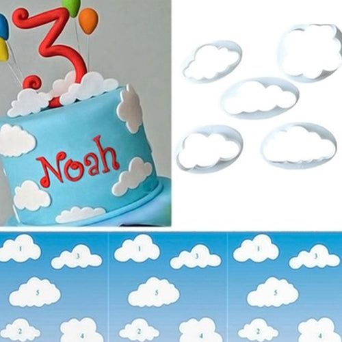 5Pcs Cute Cloud Plastic Fondant Cutter Cake Molds Moulds Cake Decorating Tools