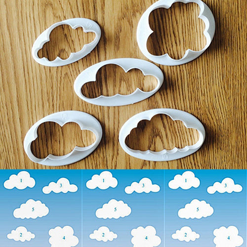 5Pcs Cute Cloud Plastic Fondant Cutter Cake Molds Moulds Cake Decorating Tools