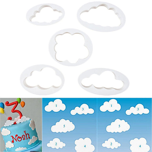 5Pcs Cute Cloud Plastic Fondant Cutter Cake Molds Moulds Cake Decorating Tools