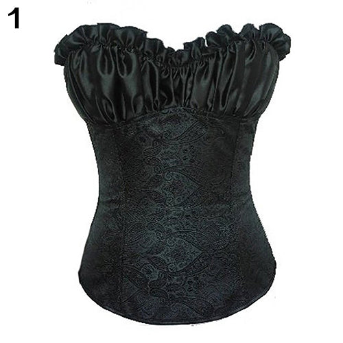 Women Sexy Floral Lace Up Strapless Shapping Shapewear Corset Bustier Underwear