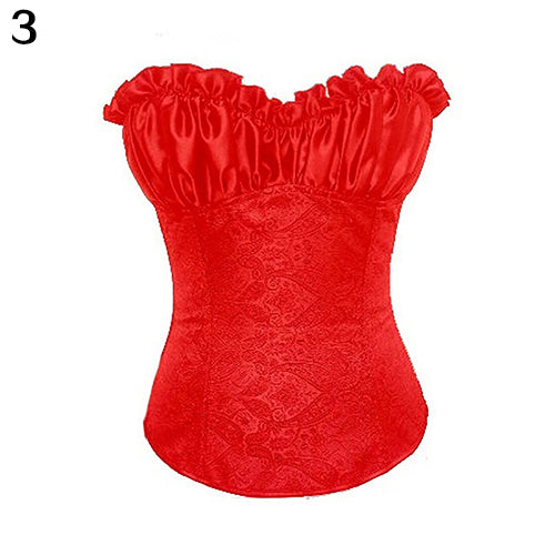 Women Sexy Floral Lace Up Strapless Shapping Shapewear Corset Bustier Underwear