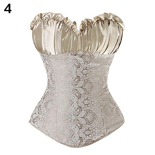 Women Sexy Floral Lace Up Strapless Shapping Shapewear Corset Bustier Underwear